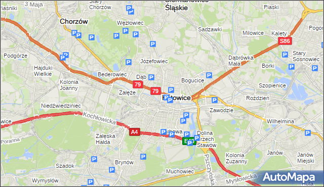 mapa Katowic, Katowice na mapie Targeo