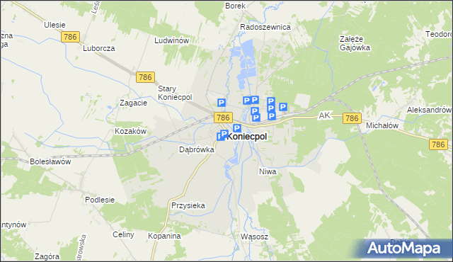 mapa Koniecpol, Koniecpol na mapie Targeo