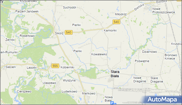mapa Kowalewko gmina Stara Biała, Kowalewko gmina Stara Biała na mapie Targeo