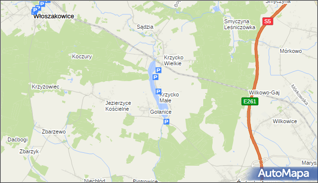 mapa Krzycko Małe, Krzycko Małe na mapie Targeo