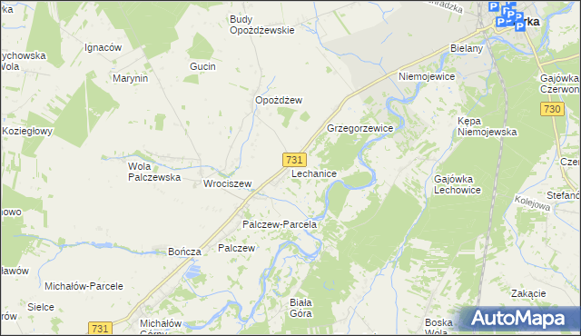 mapa Lechanice, Lechanice na mapie Targeo