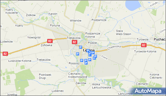 mapa Łęczna, Łęczna na mapie Targeo