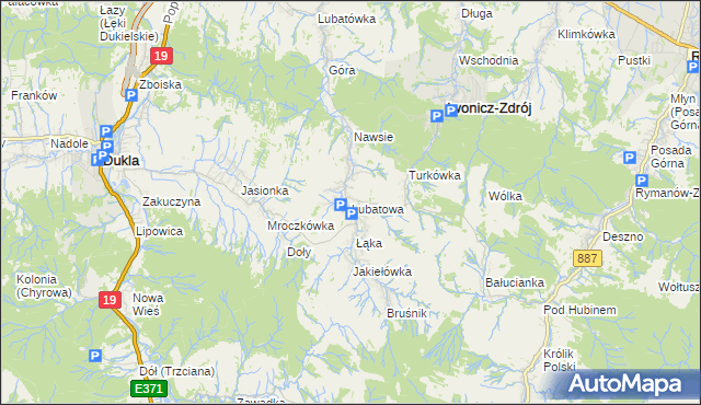 mapa Lubatowa, Lubatowa na mapie Targeo