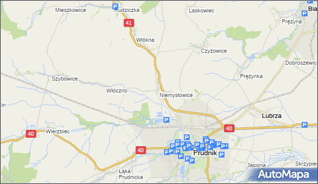 mapa Niemysłowice, Niemysłowice na mapie Targeo