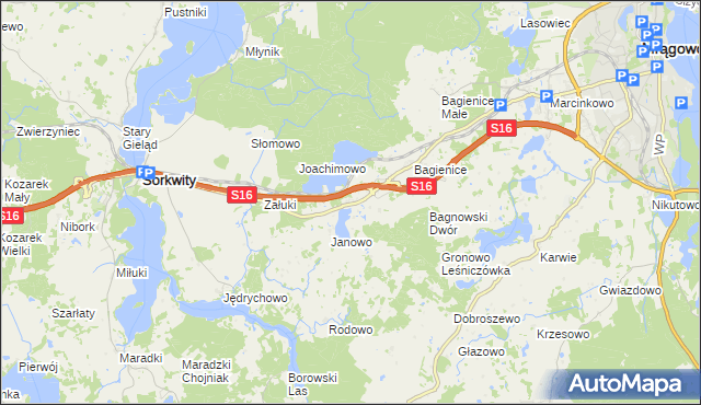 mapa Nowe Bagienice, Nowe Bagienice na mapie Targeo