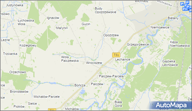 mapa Nowe Biskupice gmina Warka, Nowe Biskupice gmina Warka na mapie Targeo