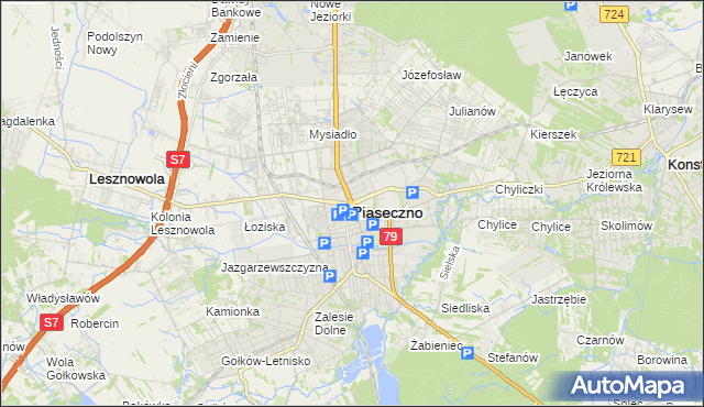 mapa Piaseczno, Piaseczno na mapie Targeo