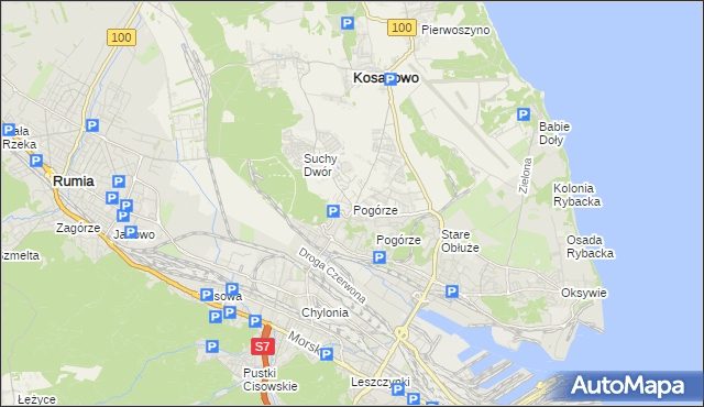 mapa Pogórze gmina Kosakowo, Pogórze gmina Kosakowo na mapie Targeo