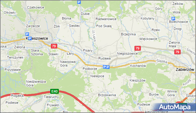mapa Rudawa gmina Zabierzów, Rudawa gmina Zabierzów na mapie Targeo