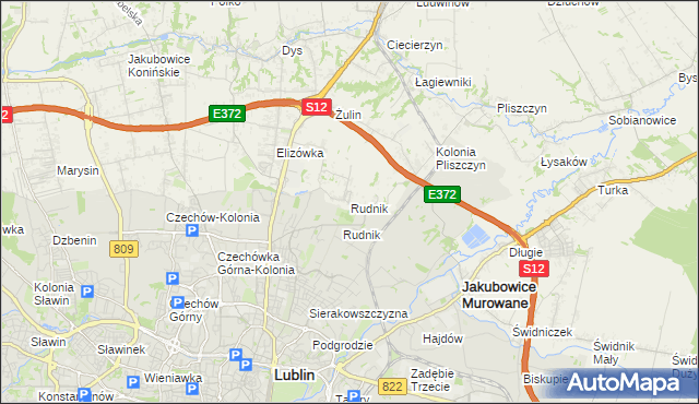 mapa Rudnik gmina Wólka, Rudnik gmina Wólka na mapie Targeo