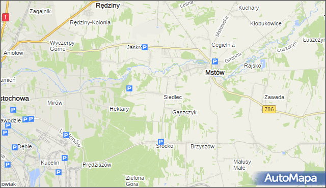 mapa Siedlec gmina Mstów, Siedlec gmina Mstów na mapie Targeo