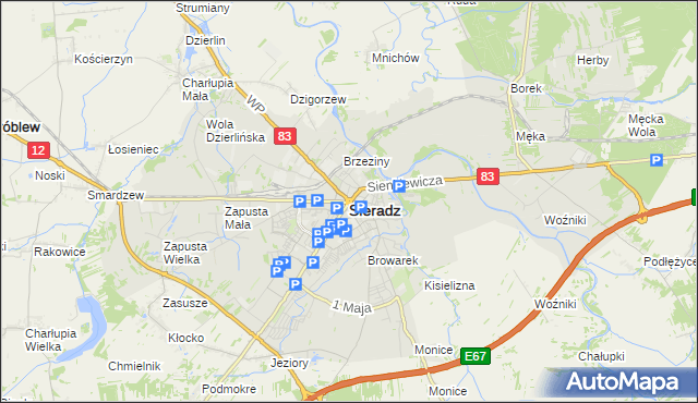 mapa Sieradz, Sieradz na mapie Targeo