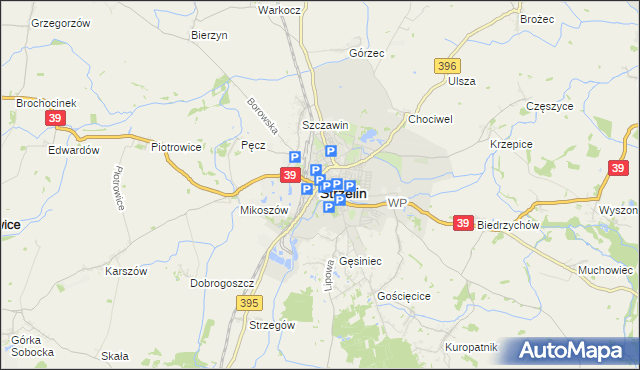 mapa Strzelin, Strzelin na mapie Targeo