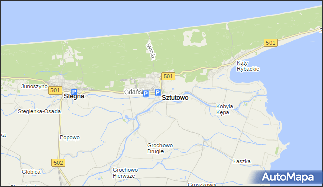 mapa Sztutowo, Sztutowo na mapie Targeo