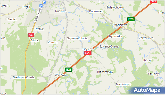 mapa Szyleny, Szyleny na mapie Targeo