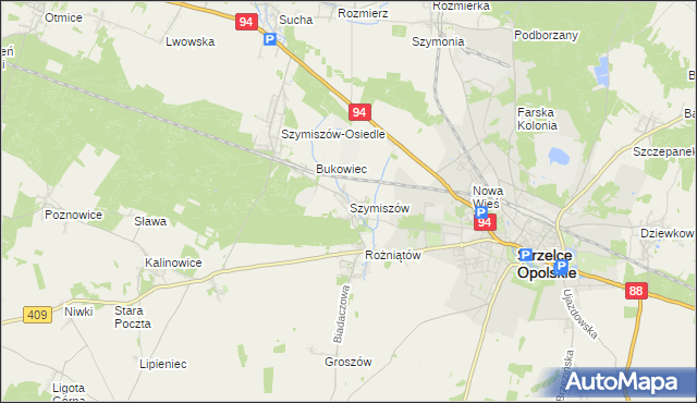 mapa Szymiszów, Szymiszów na mapie Targeo