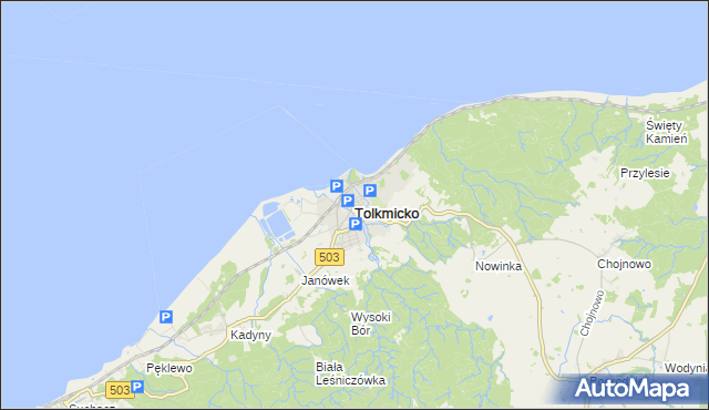 mapa Tolkmicko, Tolkmicko na mapie Targeo
