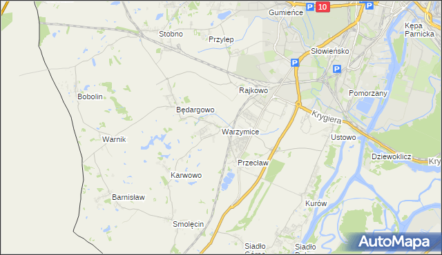 mapa Warzymice, Warzymice na mapie Targeo