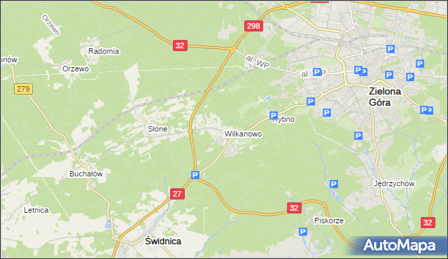 mapa Wilkanowo gmina Świdnica, Wilkanowo gmina Świdnica na mapie Targeo