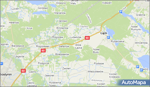 mapa Wola Łącka, Wola Łącka na mapie Targeo