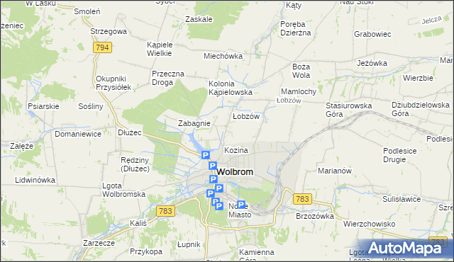 mapa Wymysłów gmina Wolbrom, Wymysłów gmina Wolbrom na mapie Targeo