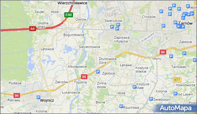 mapa Zbylitowska Góra, Zbylitowska Góra na mapie Targeo