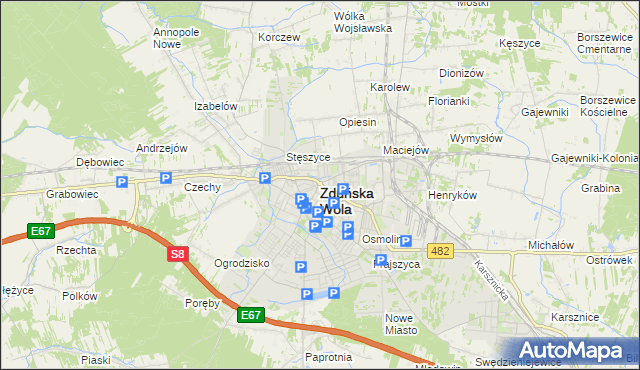 mapa Zduńska Wola, Zduńska Wola na mapie Targeo