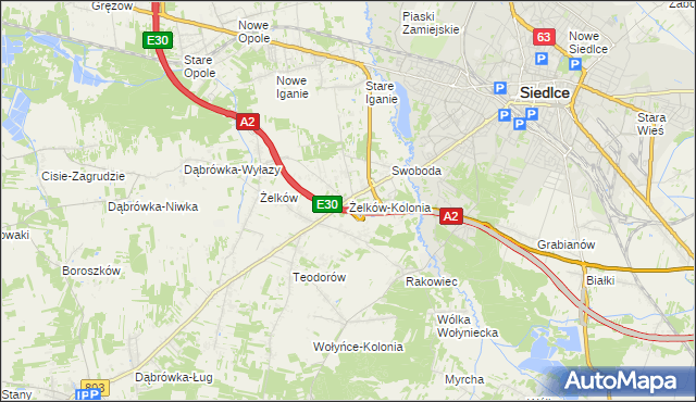mapa Żelków-Kolonia, Żelków-Kolonia na mapie Targeo