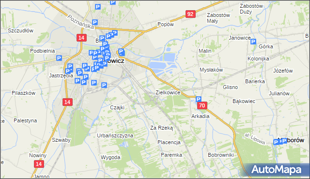 mapa Zielkowice, Zielkowice na mapie Targeo