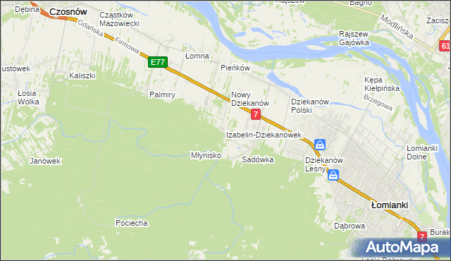 mapa Izabelin-Dziekanówek, Izabelin-Dziekanówek na mapie Targeo