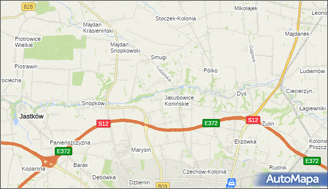 mapa Jakubowice Konińskie, Jakubowice Konińskie na mapie Targeo
