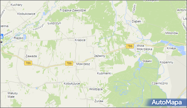mapa Jaźwiny gmina Mstów, Jaźwiny gmina Mstów na mapie Targeo