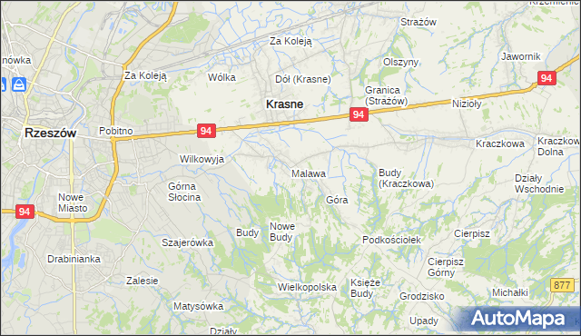 mapa Malawa gmina Krasne, Malawa gmina Krasne na mapie Targeo