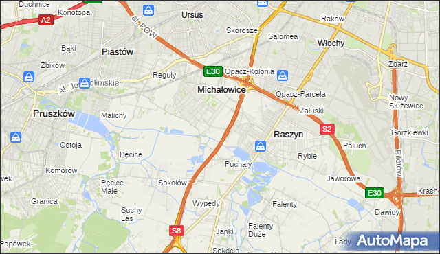 mapa Michałowice-Wieś, Michałowice-Wieś na mapie Targeo