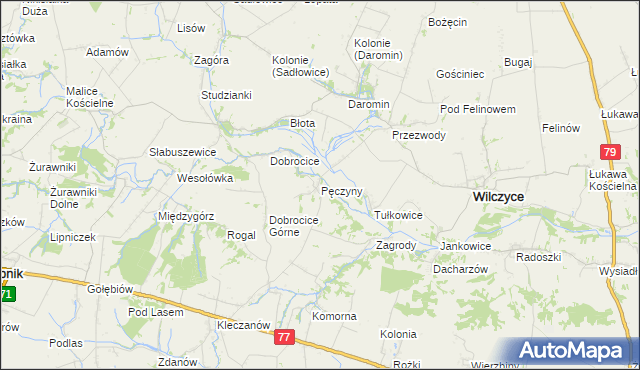 mapa Pęczyny, Pęczyny na mapie Targeo