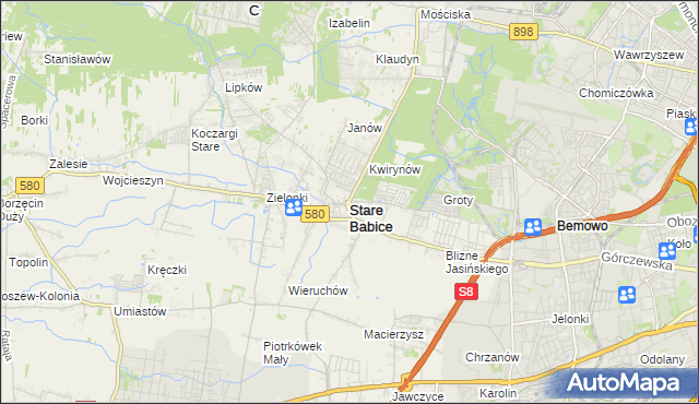 mapa Stare Babice, Stare Babice na mapie Targeo