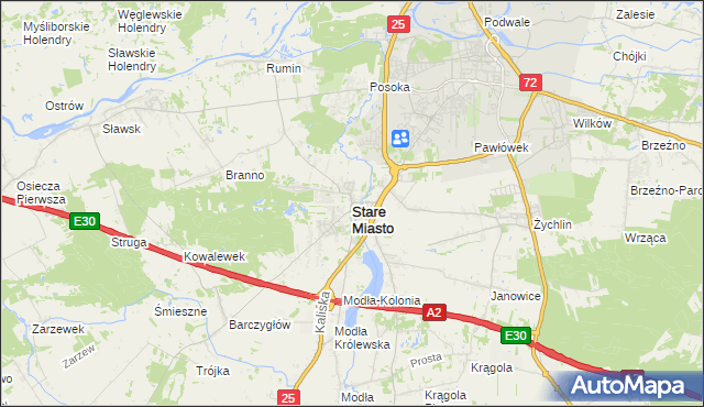 mapa Stare Miasto powiat koniński, Stare Miasto powiat koniński na mapie Targeo