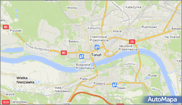 mapa Torunia, Toruń na mapie Targeo