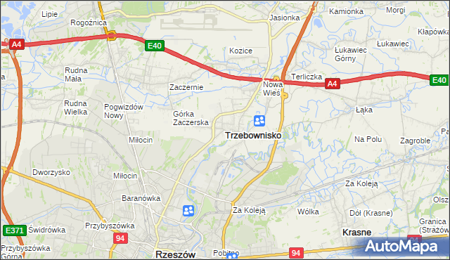 mapa Trzebownisko, Trzebownisko na mapie Targeo