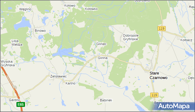 mapa Glinna, Glinna na mapie Targeo