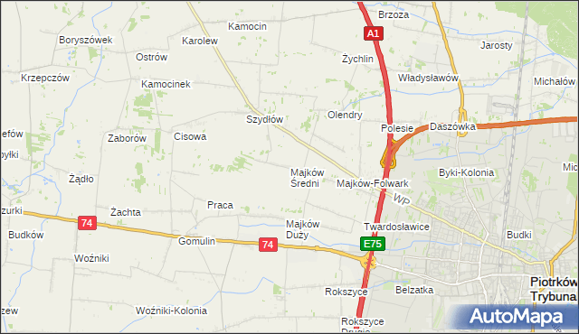 mapa Majków Średni, Majków Średni na mapie Targeo