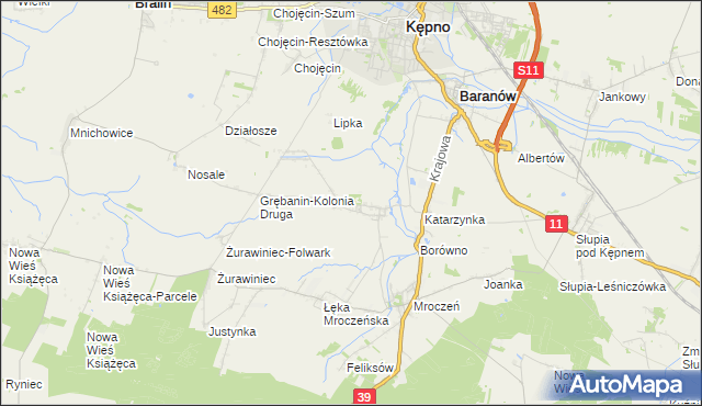 mapa Grębanin, Grębanin na mapie Targeo