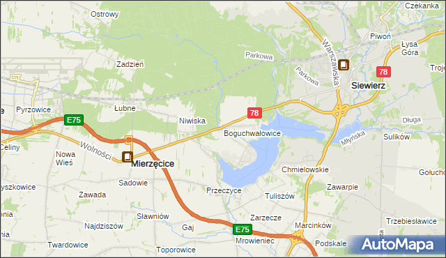 mapa Boguchwałowice, Boguchwałowice na mapie Targeo