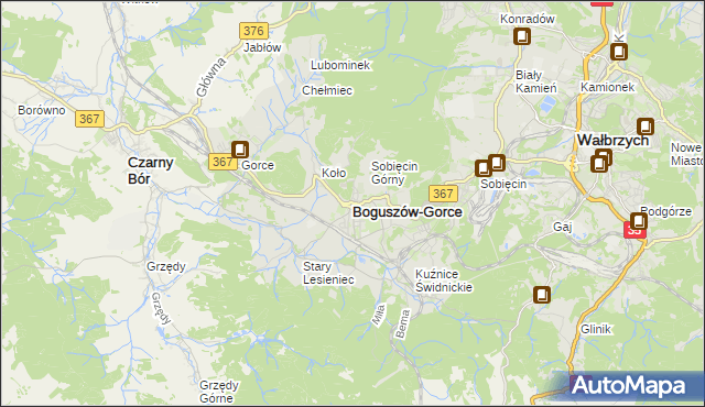 mapa Boguszów-Gorce, Boguszów-Gorce na mapie Targeo