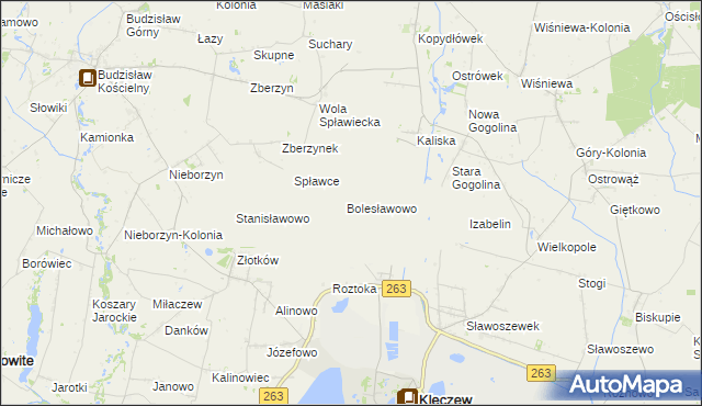 mapa Bolesławowo gmina Kleczew, Bolesławowo gmina Kleczew na mapie Targeo