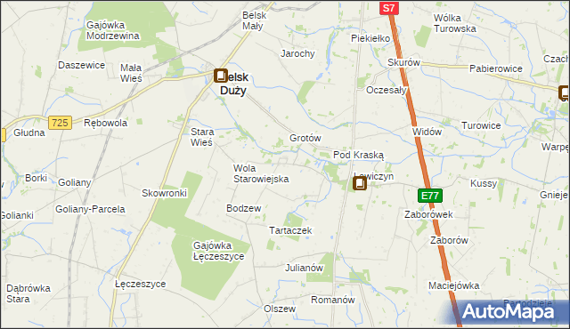 mapa Boruty gmina Belsk Duży, Boruty gmina Belsk Duży na mapie Targeo
