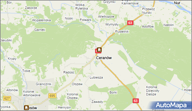 mapa Ceranów, Ceranów na mapie Targeo