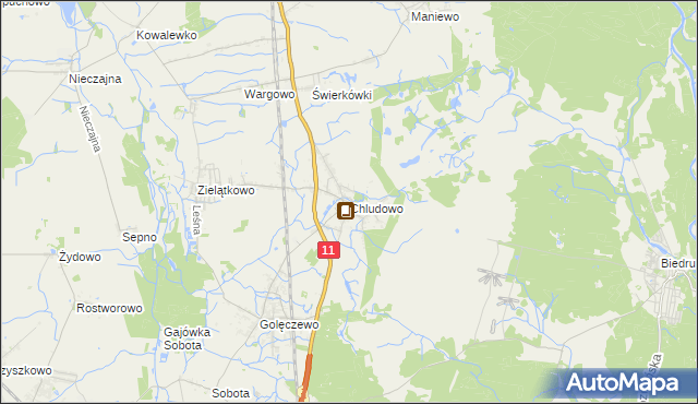 mapa Chludowo, Chludowo na mapie Targeo