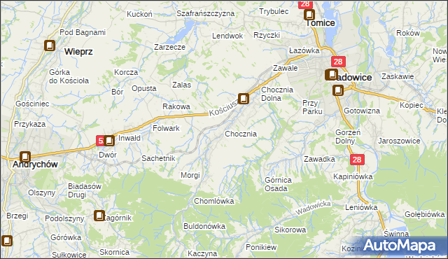 mapa Chocznia, Chocznia na mapie Targeo