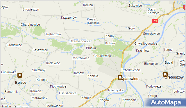 mapa Chrustowice, Chrustowice na mapie Targeo